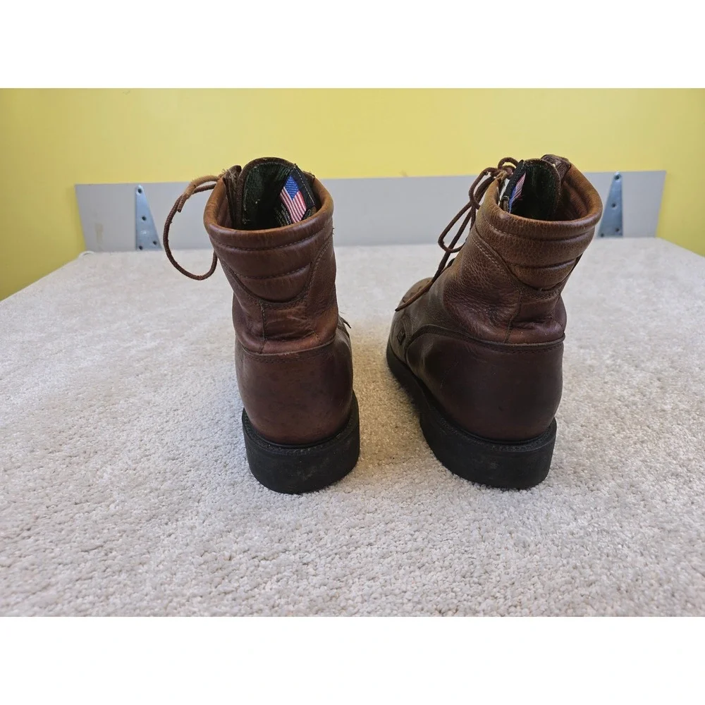 Justin Work Boots 0772 Mens Brown Leather Lace Up Kiltie Made in‎ USA sz 11EE
